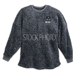 Walt Disney World Embroidered Spirit Jersey Gray Fuzzy Fleece Sweatshirt M L